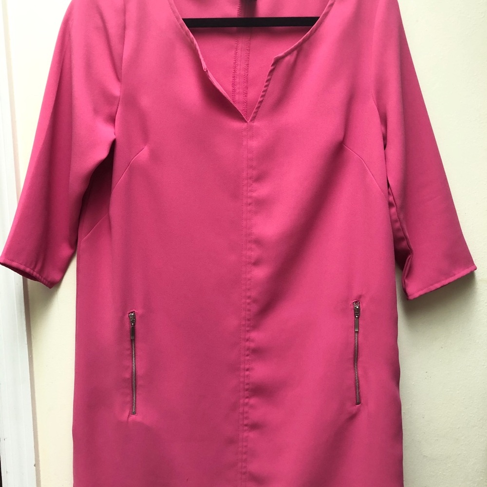 Pink V Neck Dress